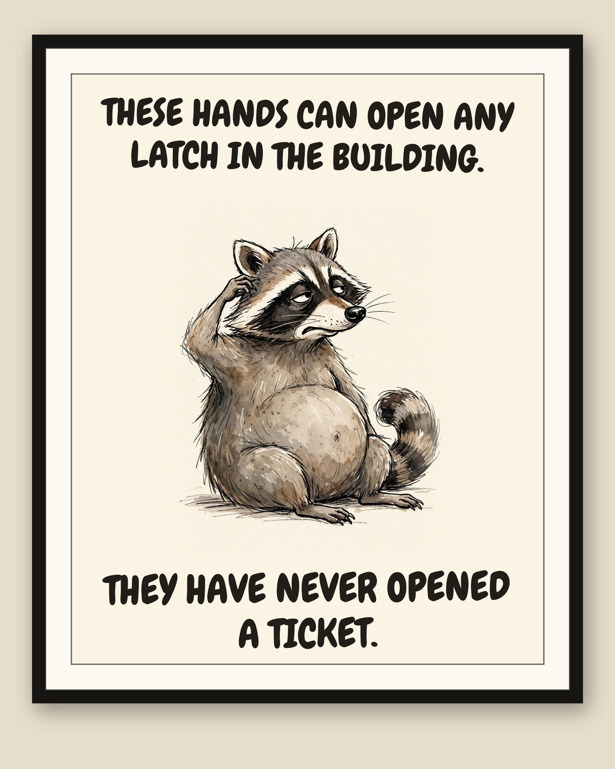 The same print shown framed with a cream mat — frame for display only, not included