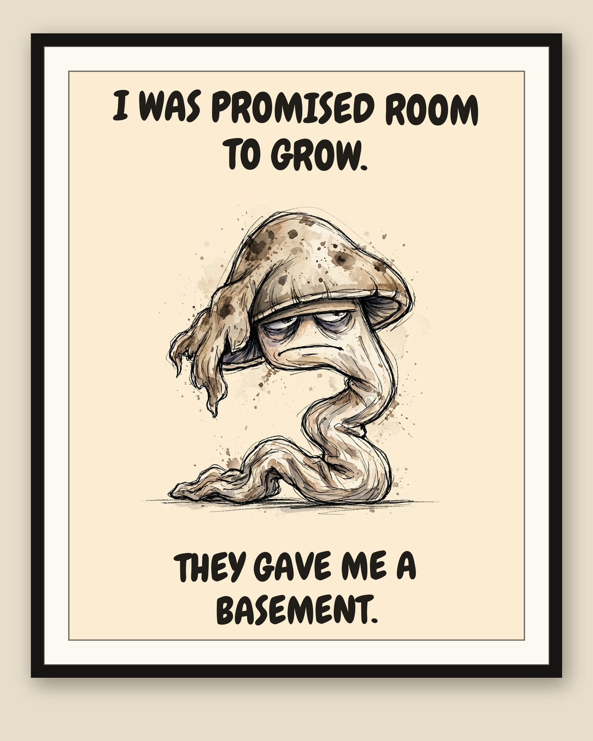The same print shown framed with a cream mat — frame for display only, not included