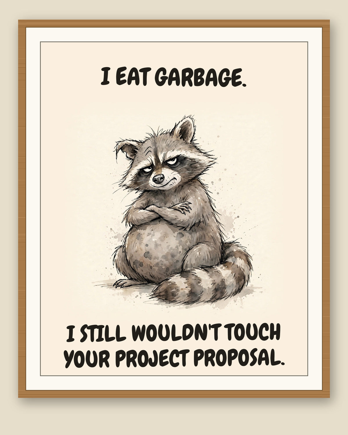 The same print shown framed with a cream mat — frame for display only, not included