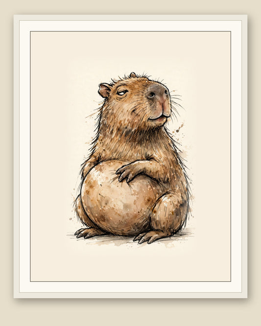 The same wordless print shown framed with a cream mat — frame for display only, not included