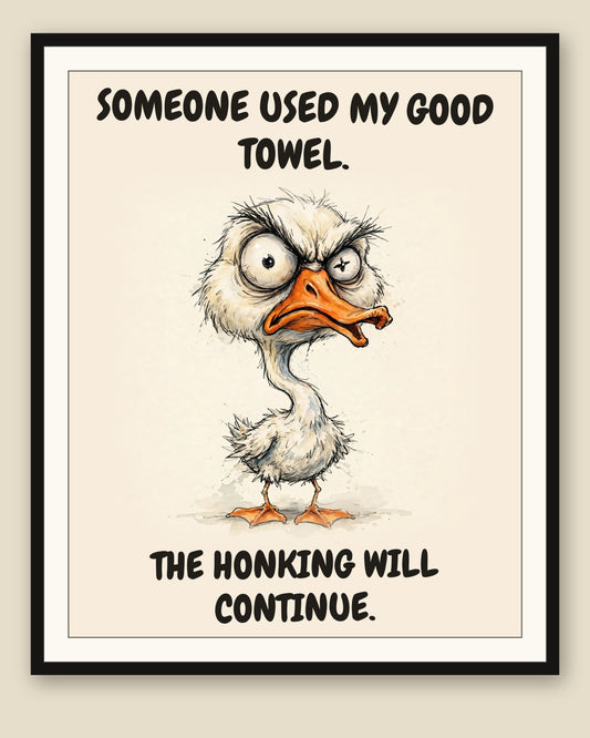 The same print shown framed with a cream mat — frame for display only, not included