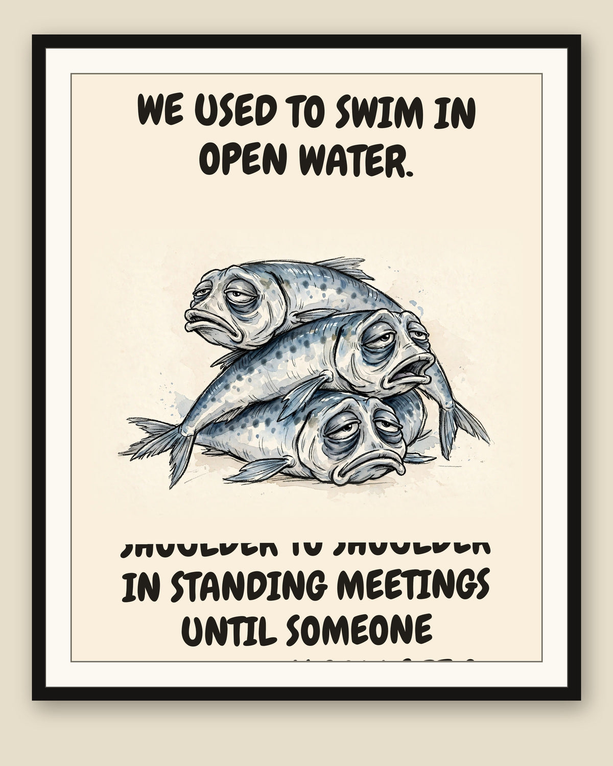 The same print shown framed with a cream mat — frame for display only, not included