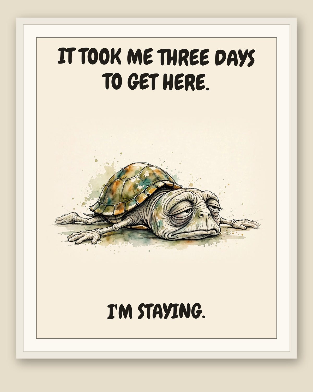 The same print shown framed with a cream mat — frame for display only, not included