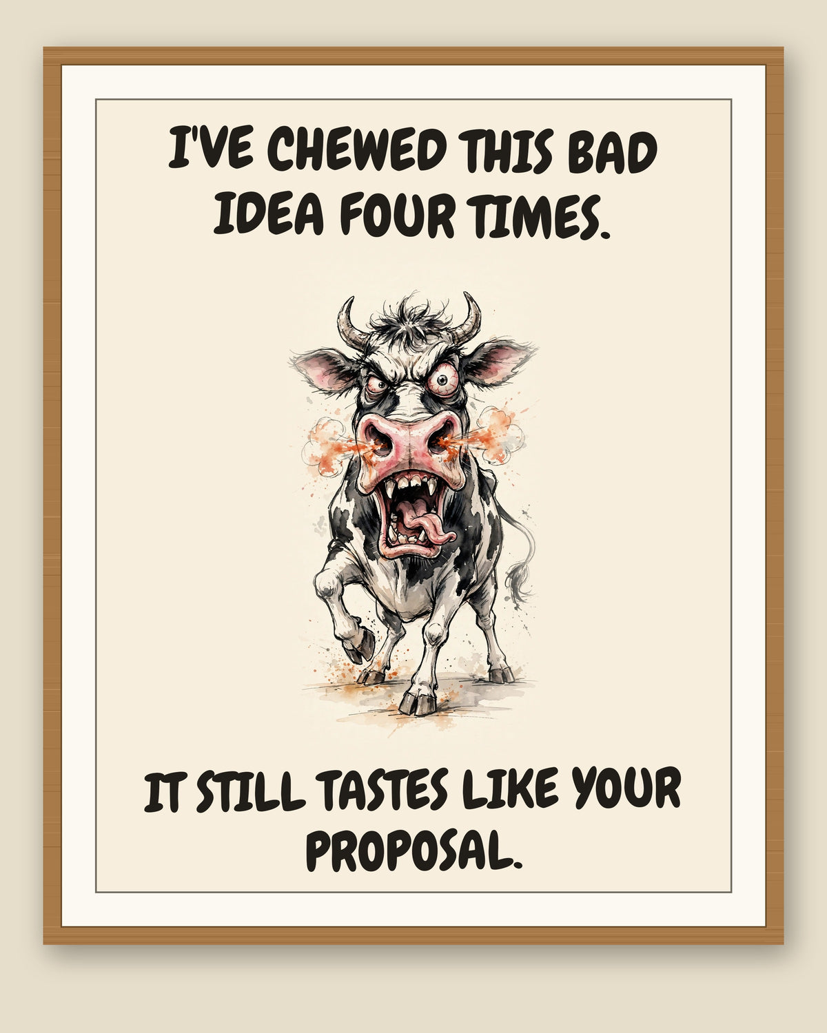 The same print shown framed with a cream mat — frame for display only, not included