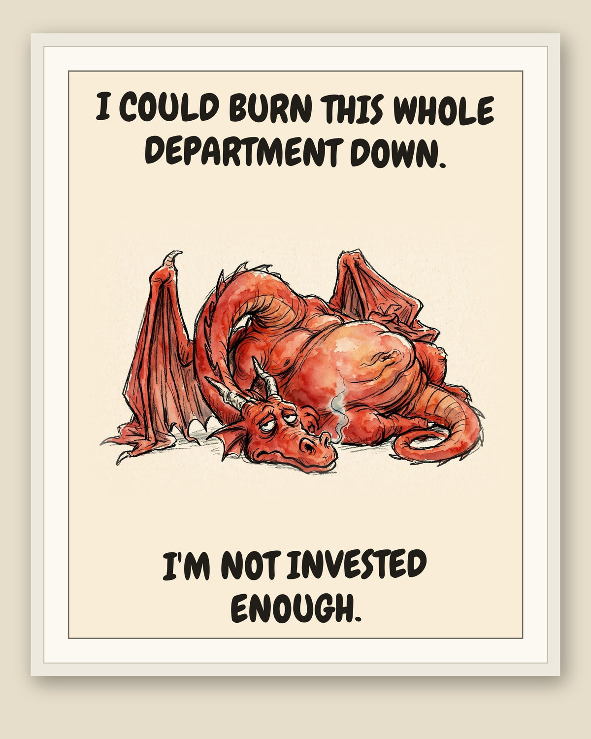 The same print shown framed with a cream mat — frame for display only, not included
