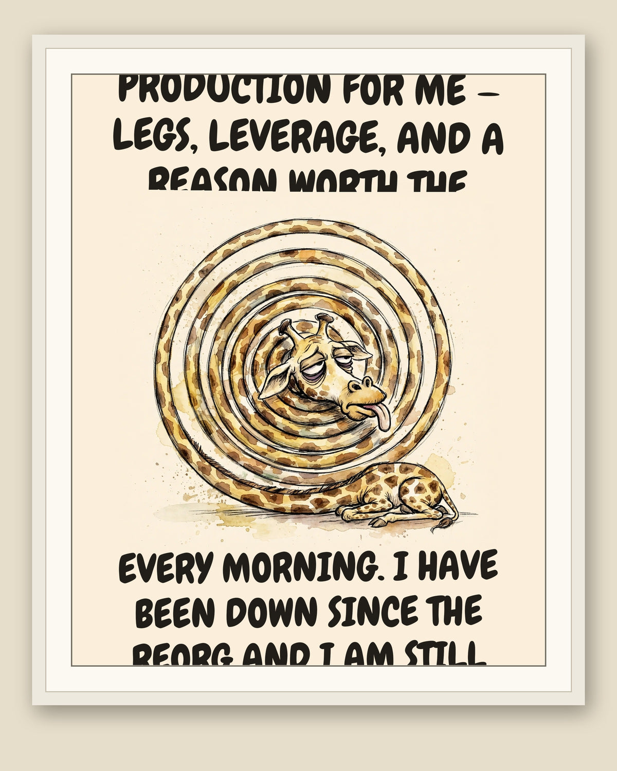 The same print shown framed with a cream mat — frame for display only, not included