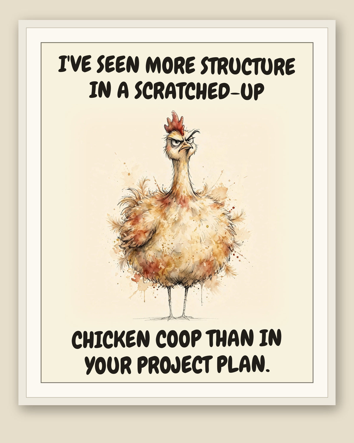 The same print shown framed with a cream mat — frame for display only, not included