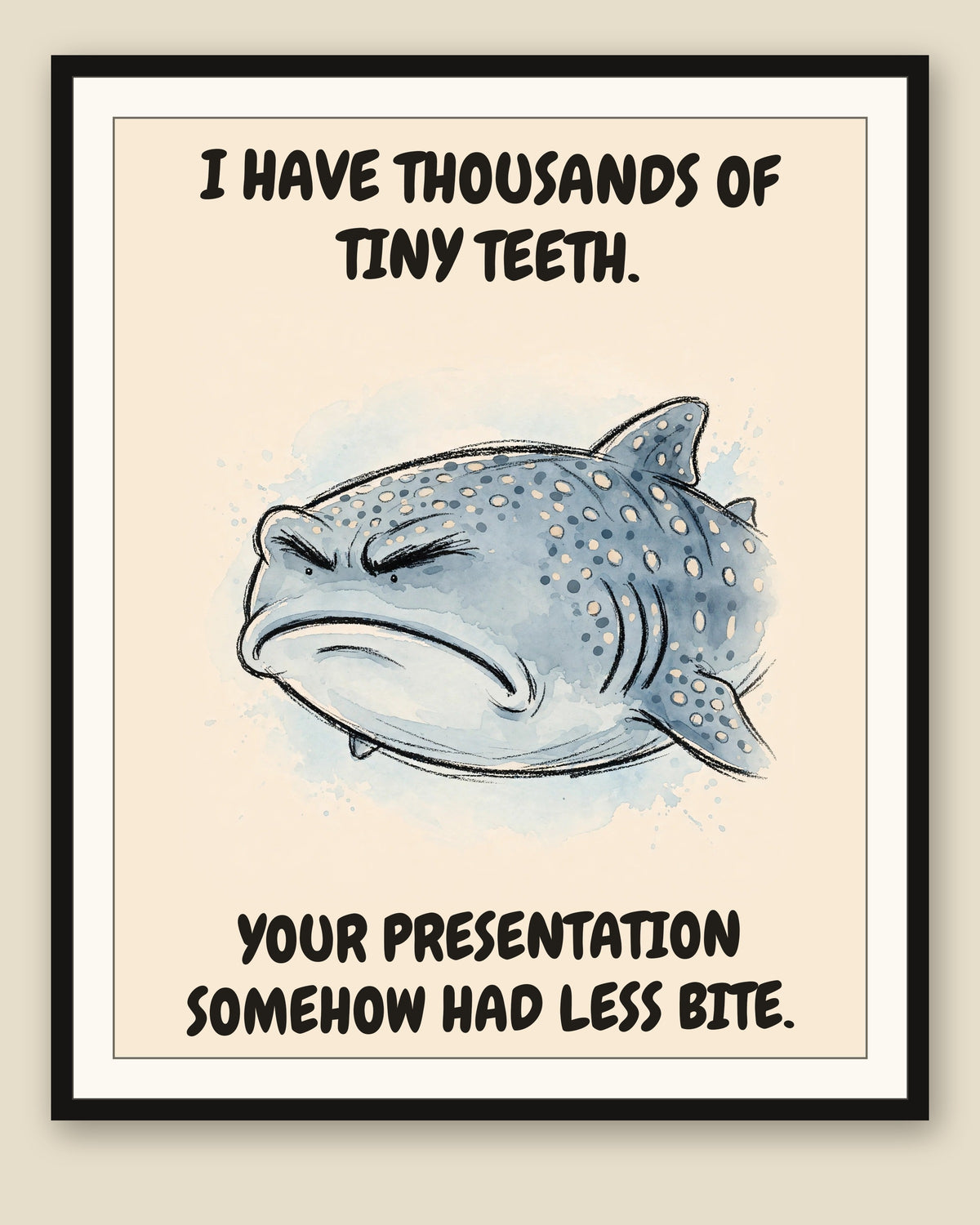 The same print shown framed with a cream mat — frame for display only, not included