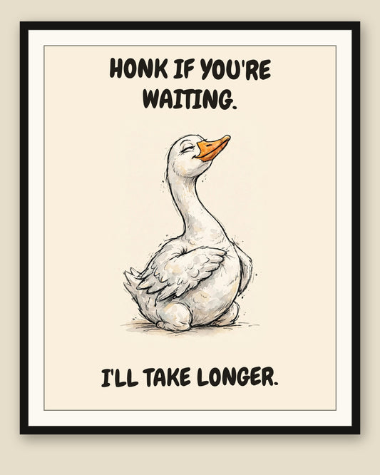 The same print shown framed with a cream mat — frame for display only, not included