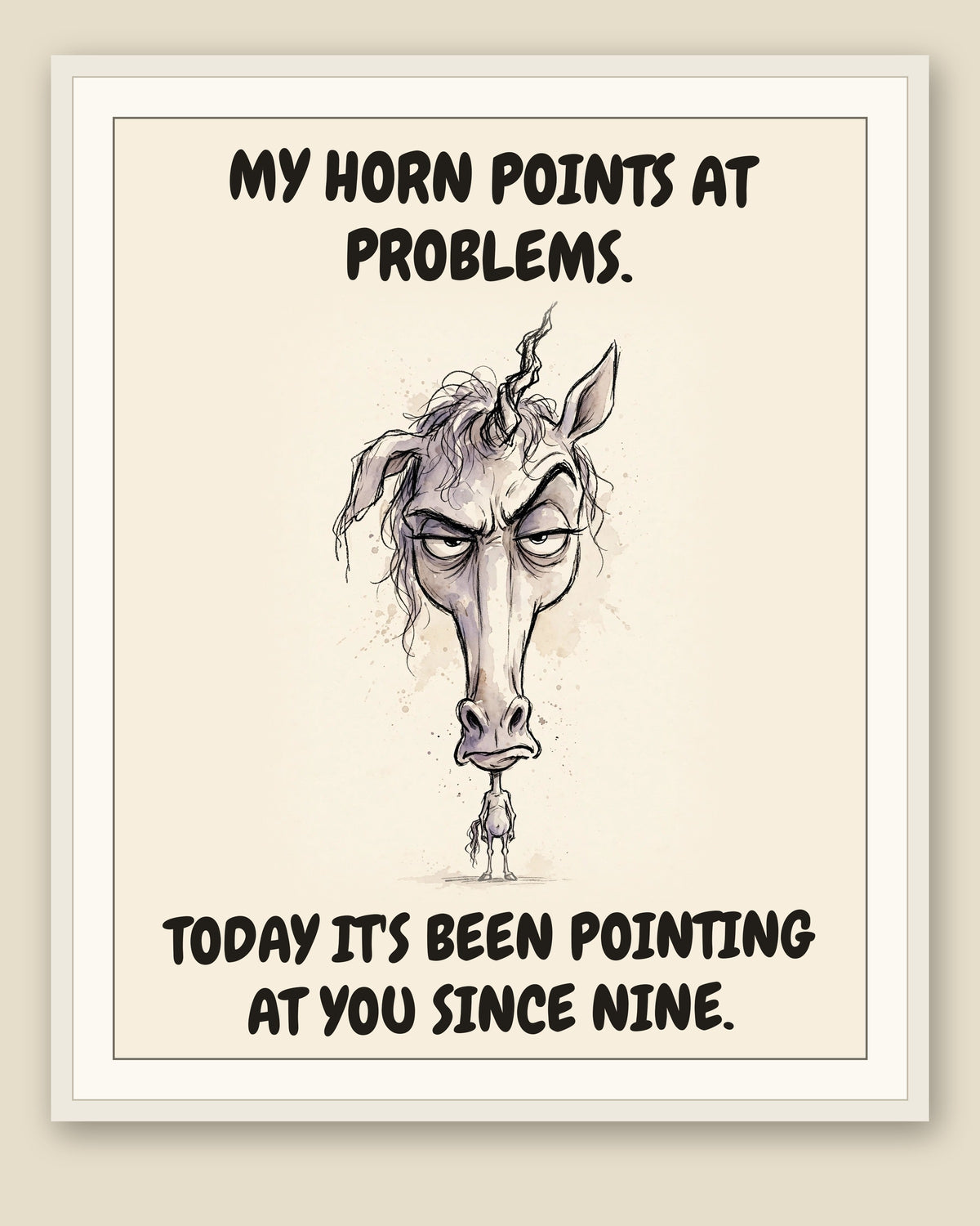 The same print shown framed with a cream mat — frame for display only, not included