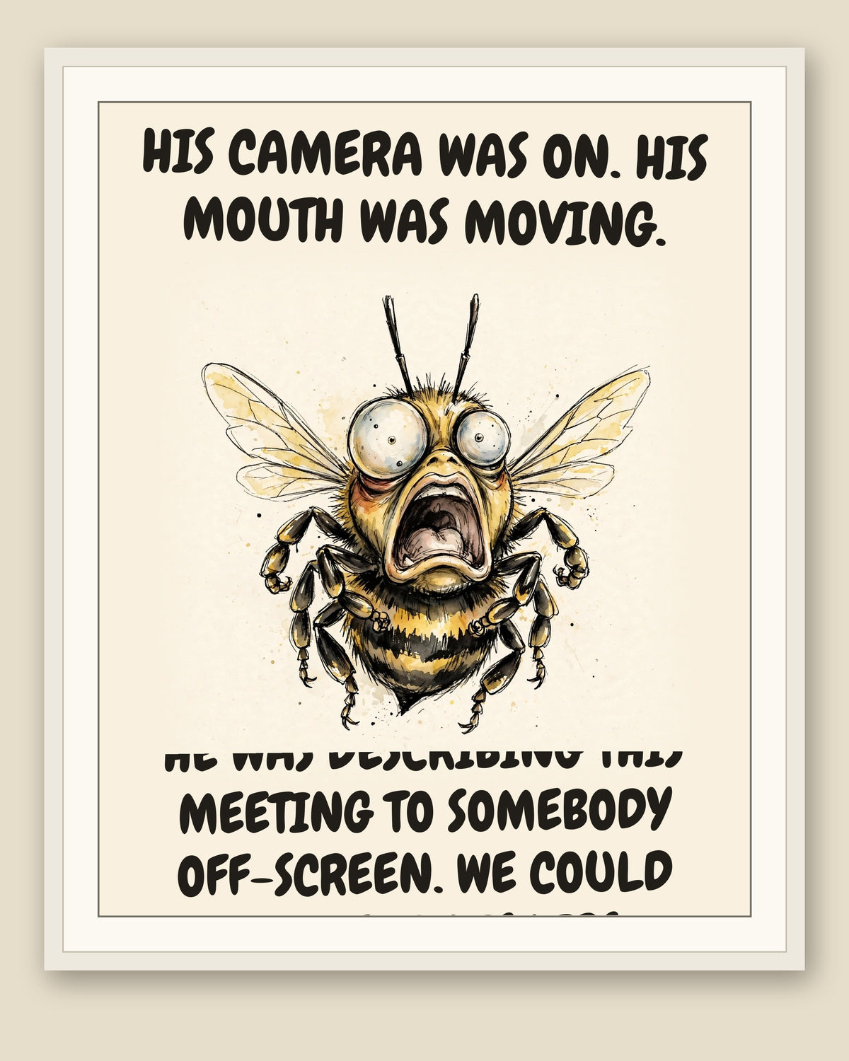 The same print shown framed with a cream mat — frame for display only, not included