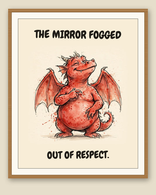 The same print shown framed with a cream mat — frame for display only, not included