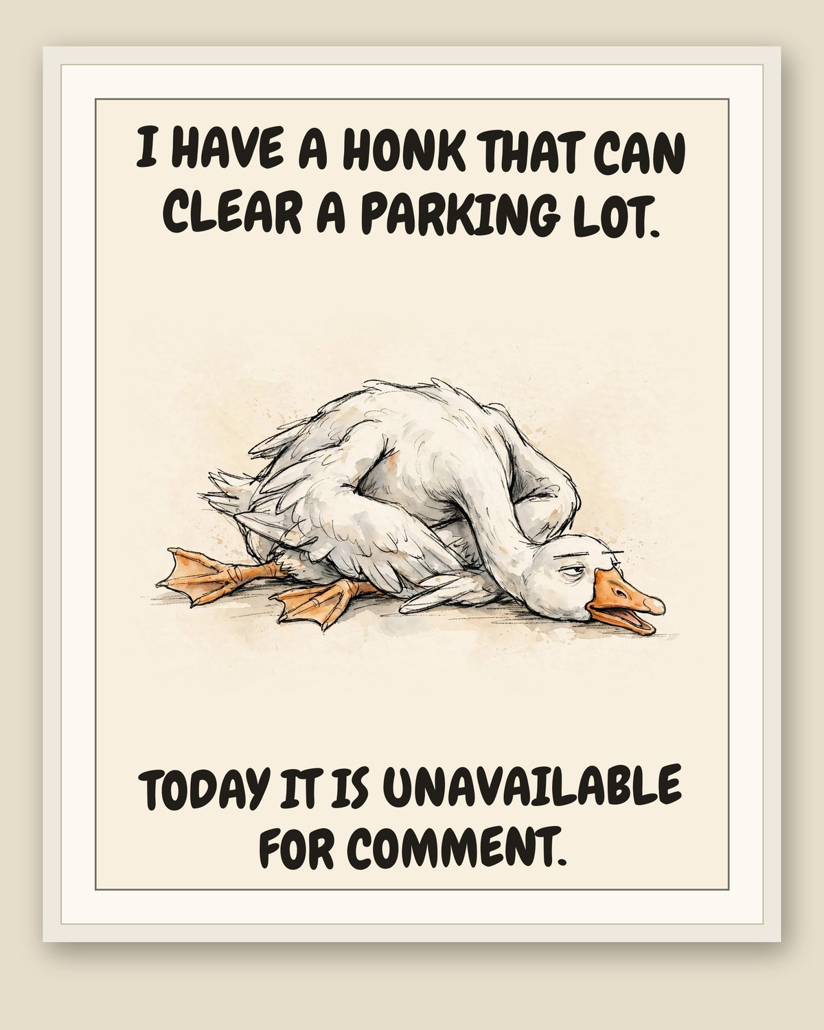 The same print shown framed with a cream mat — frame for display only, not included
