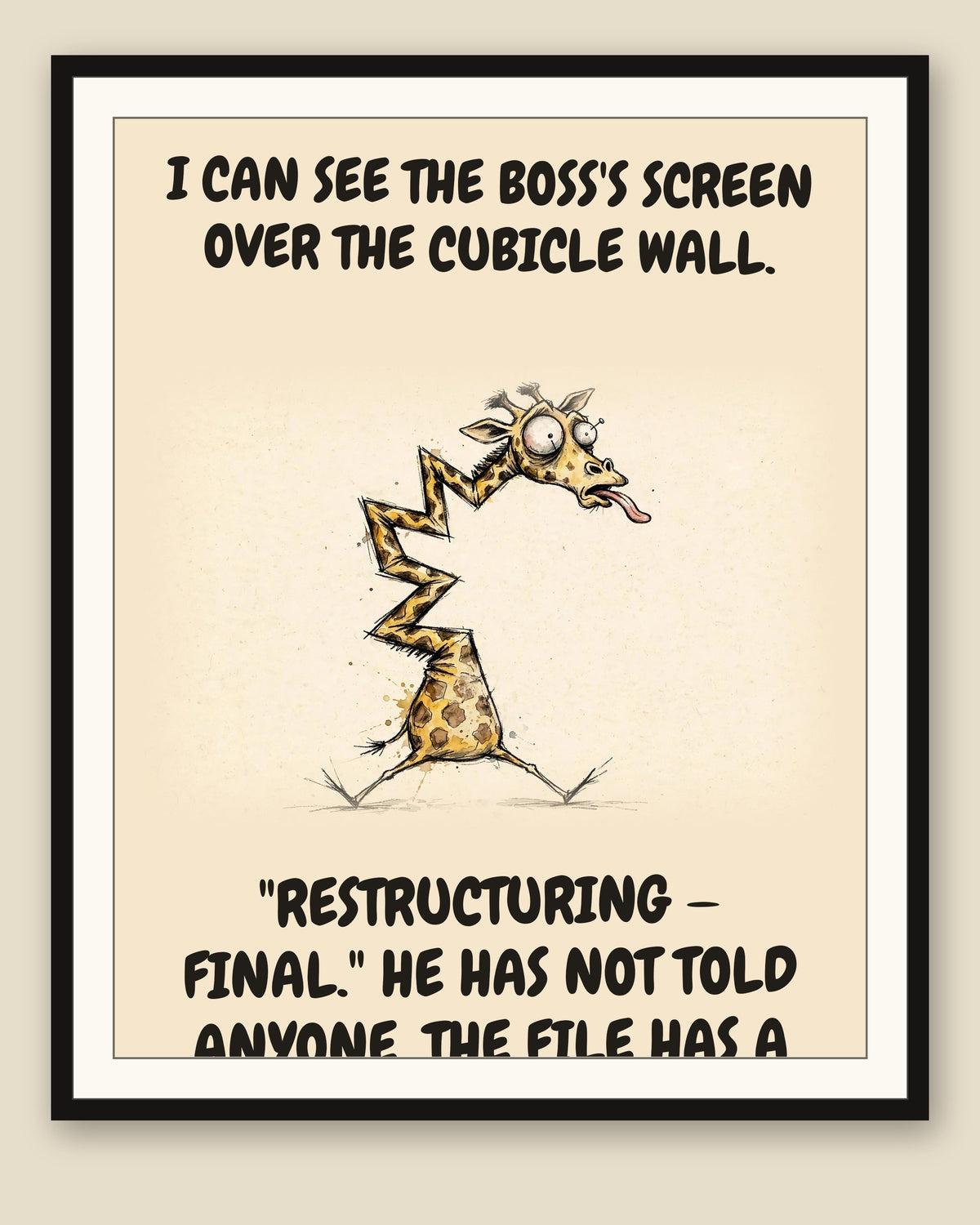 The same print shown framed with a cream mat — frame for display only, not included