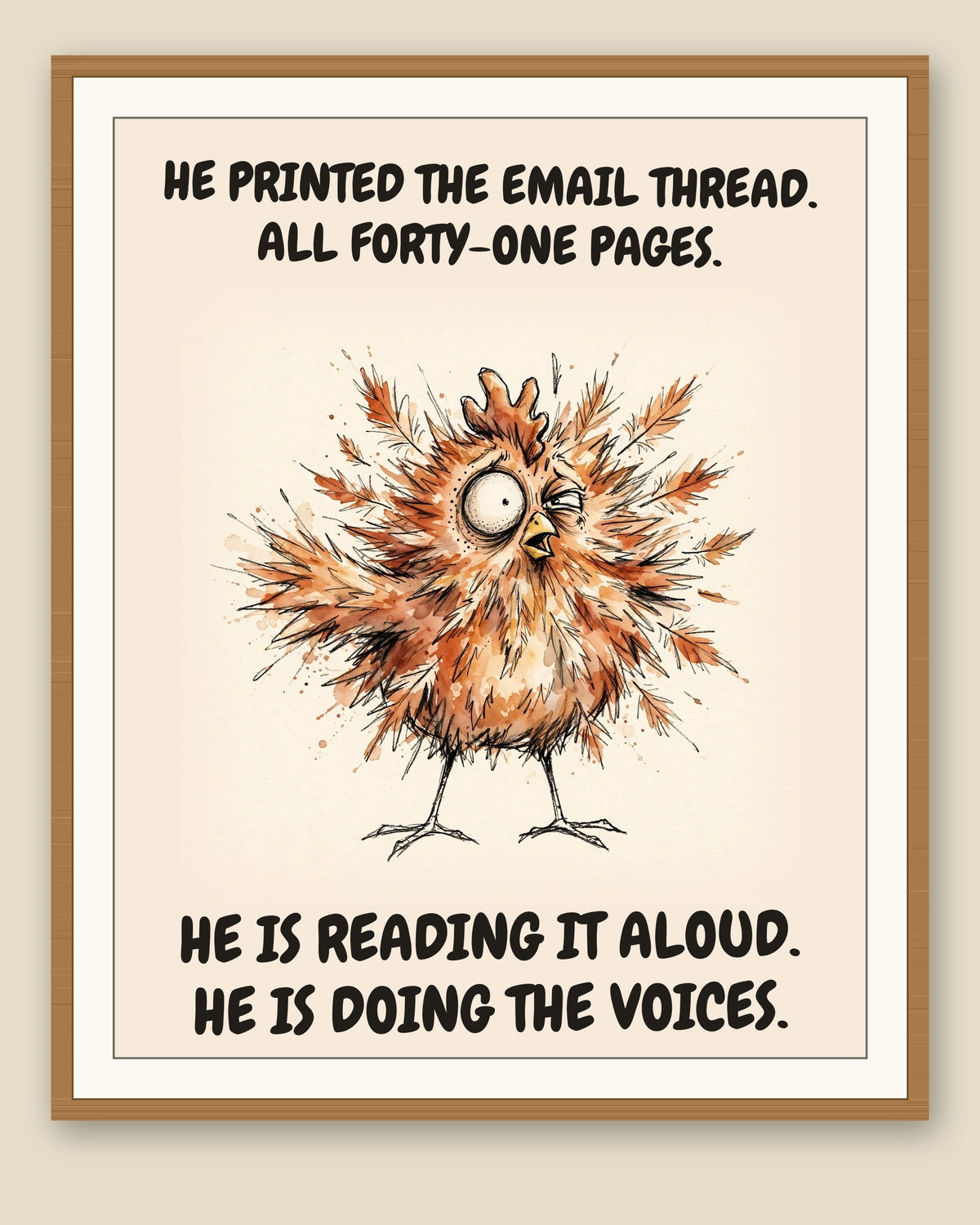 The same print shown framed with a cream mat — frame for display only, not included