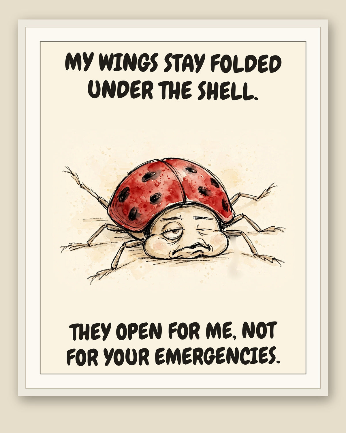 The same print shown framed with a cream mat — frame for display only, not included