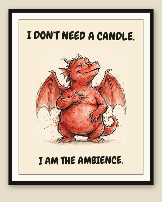The same print shown framed with a cream mat — frame for display only, not included