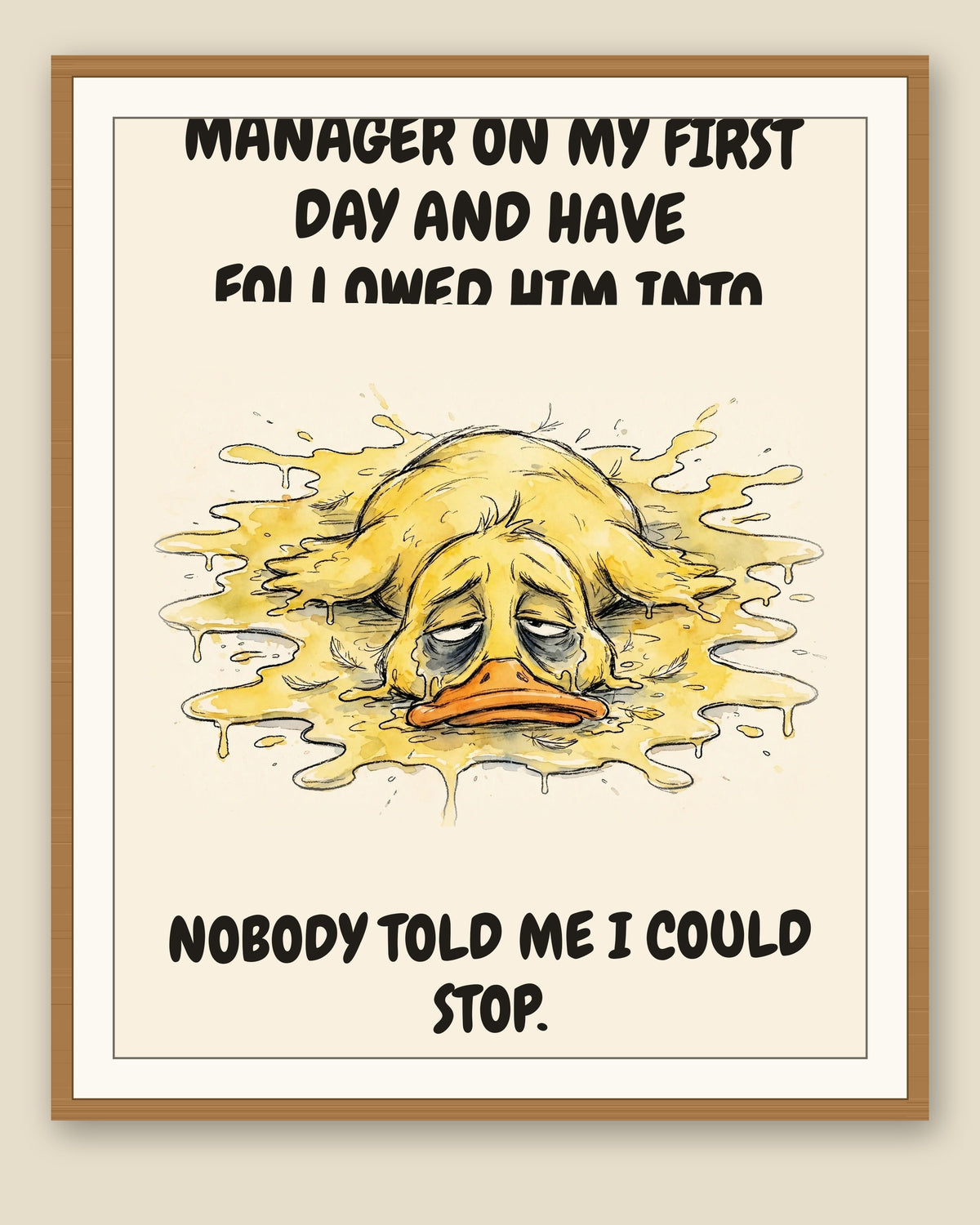 The same print shown framed with a cream mat — frame for display only, not included