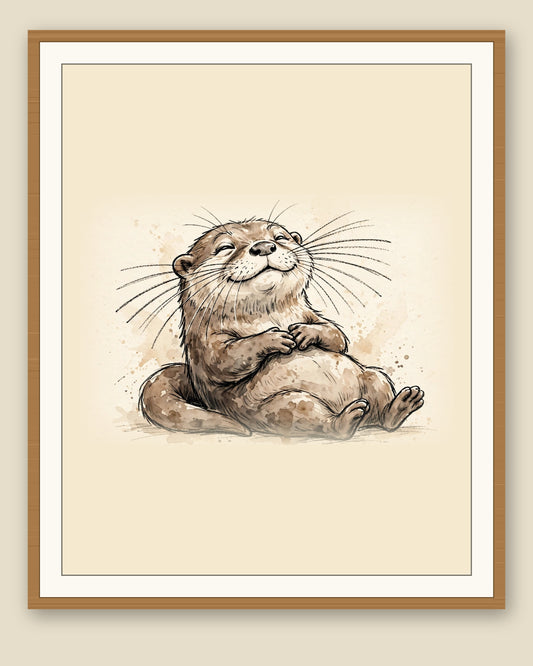 The same wordless print shown framed with a cream mat — frame for display only, not included