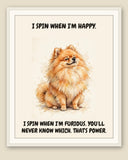 Framed display mockup — frame not included. Smug Pomeranian art print.