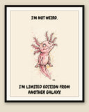 Framed display mockup — frame not included. Aquarius Axolotl zodiac art print.