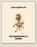 Framed display mockup — frame not included. Sagittarius Horse zodiac art print.