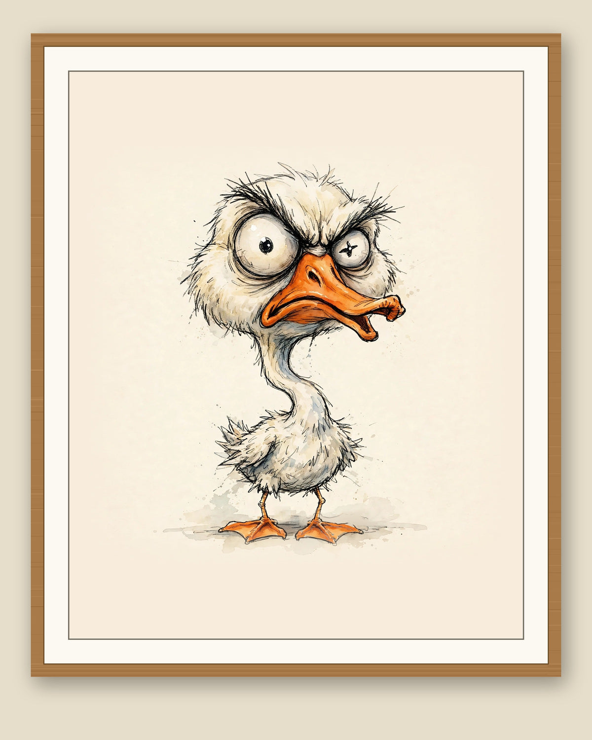 The same wordless print shown framed with a cream mat — frame for display only, not included