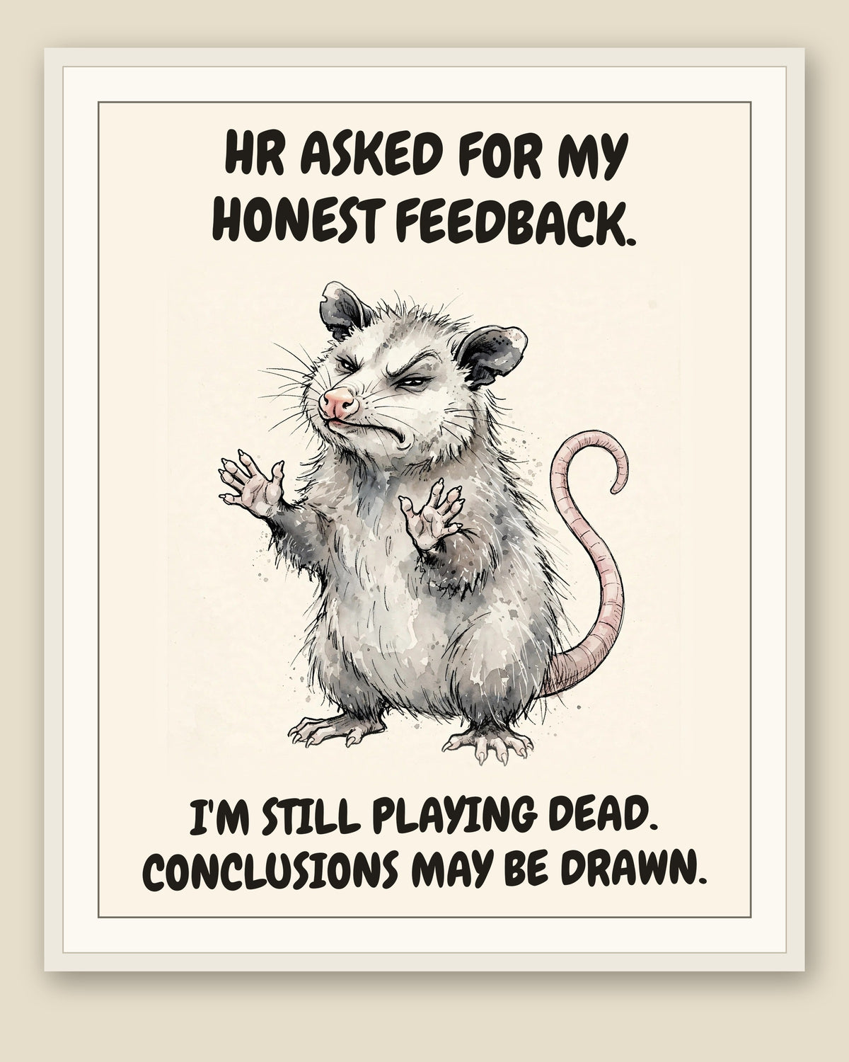The same print shown framed with a cream mat — frame for display only, not included
