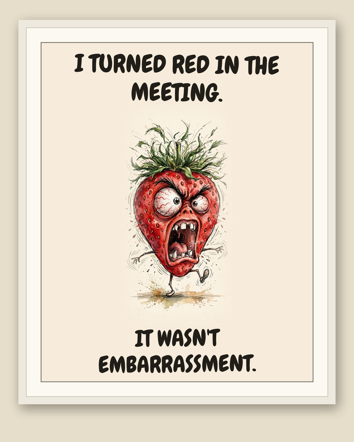 The same print shown framed with a cream mat — frame for display only, not included