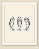 The same wordless print shown framed with a cream mat — frame for display only, not included