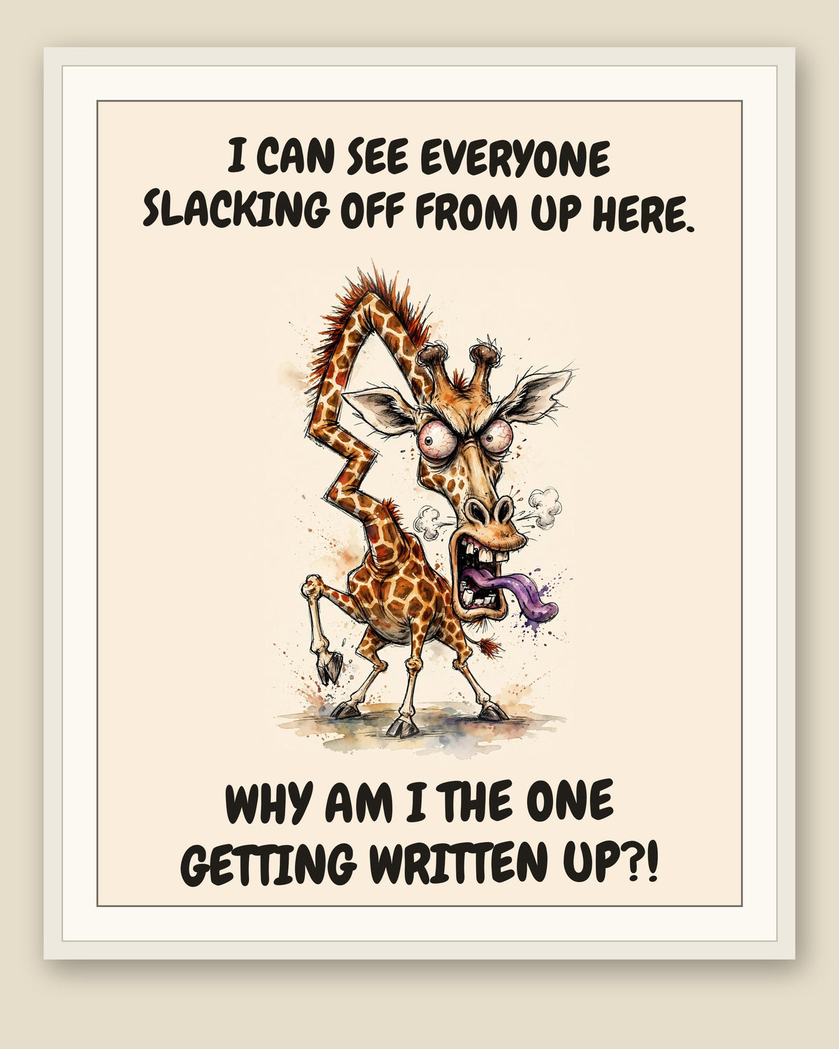 The same print shown framed with a cream mat — frame for display only, not included