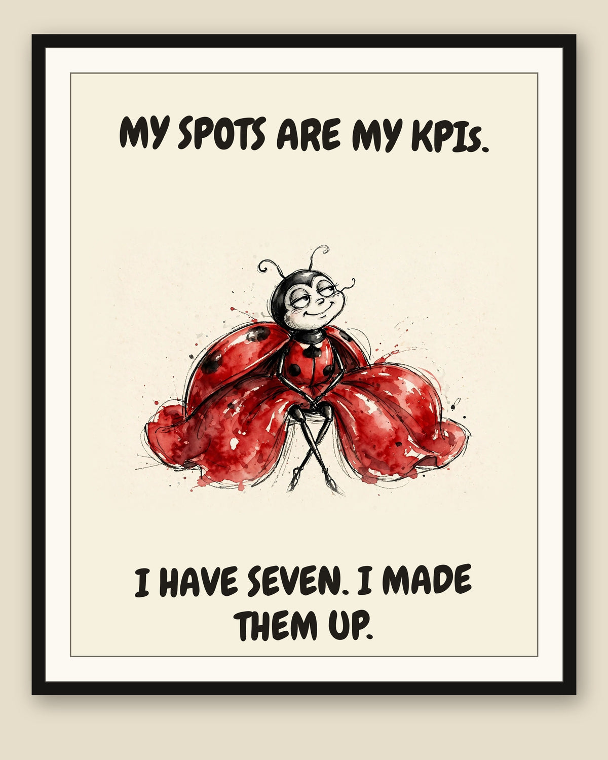 The same print shown framed with a cream mat — frame for display only, not included