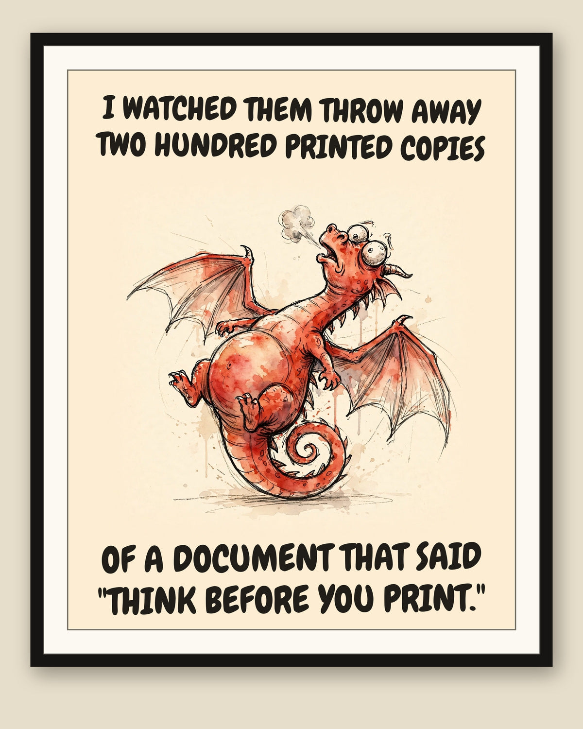 The same print shown framed with a cream mat — frame for display only, not included