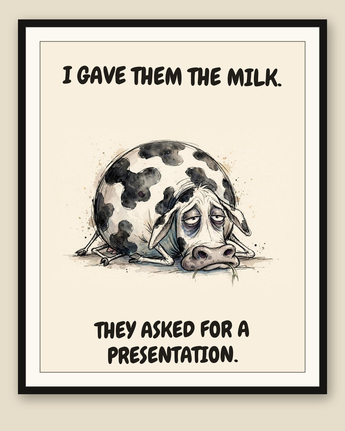 The same print shown framed with a cream mat — frame for display only, not included
