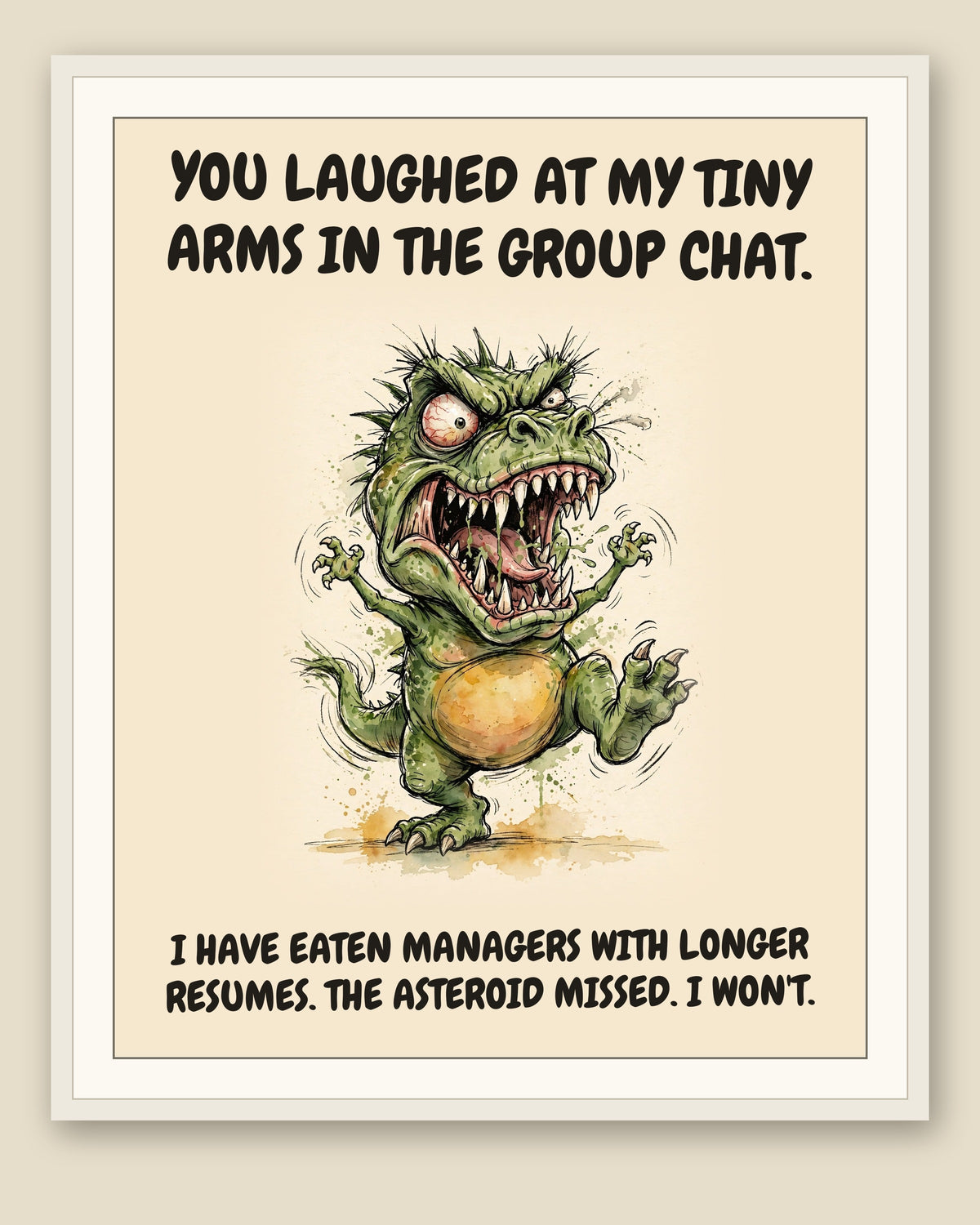The same print shown framed with a cream mat — frame for display only, not included