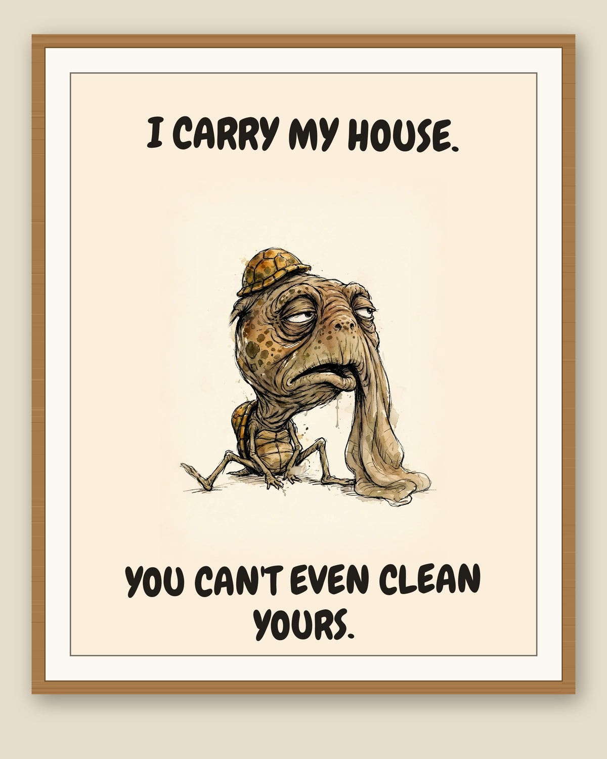 The same print shown framed with a cream mat — frame for display only, not included