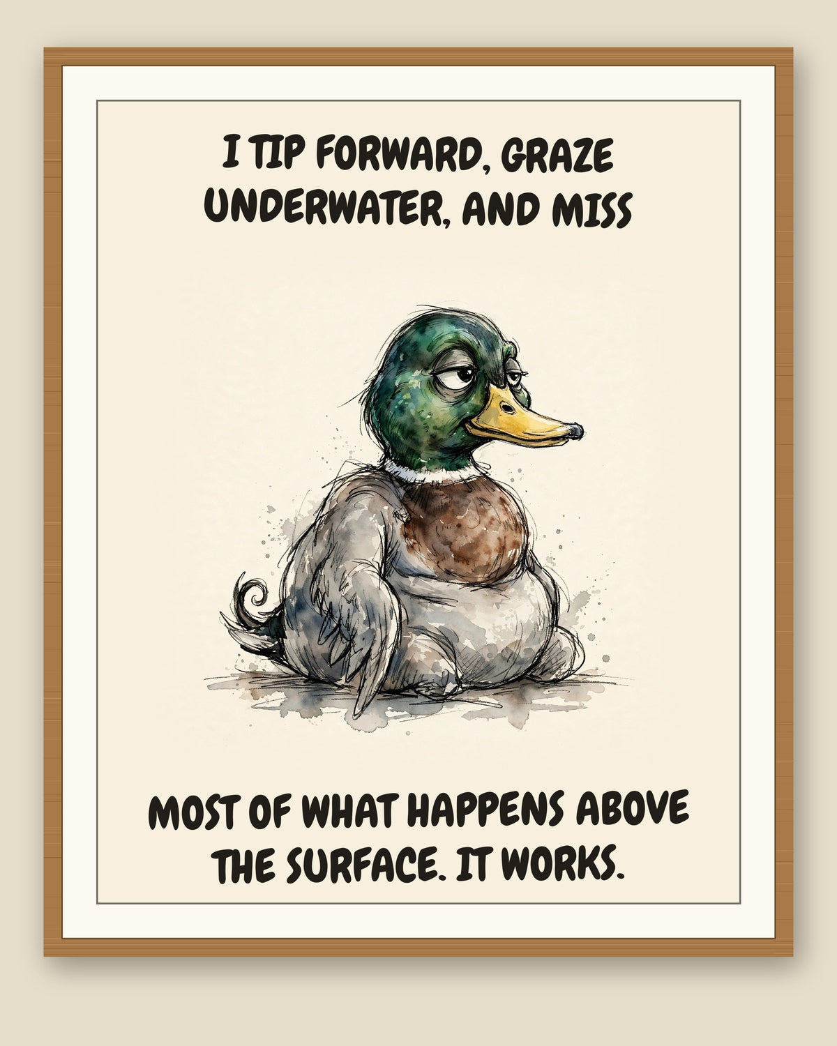 The same print shown framed with a cream mat — frame for display only, not included