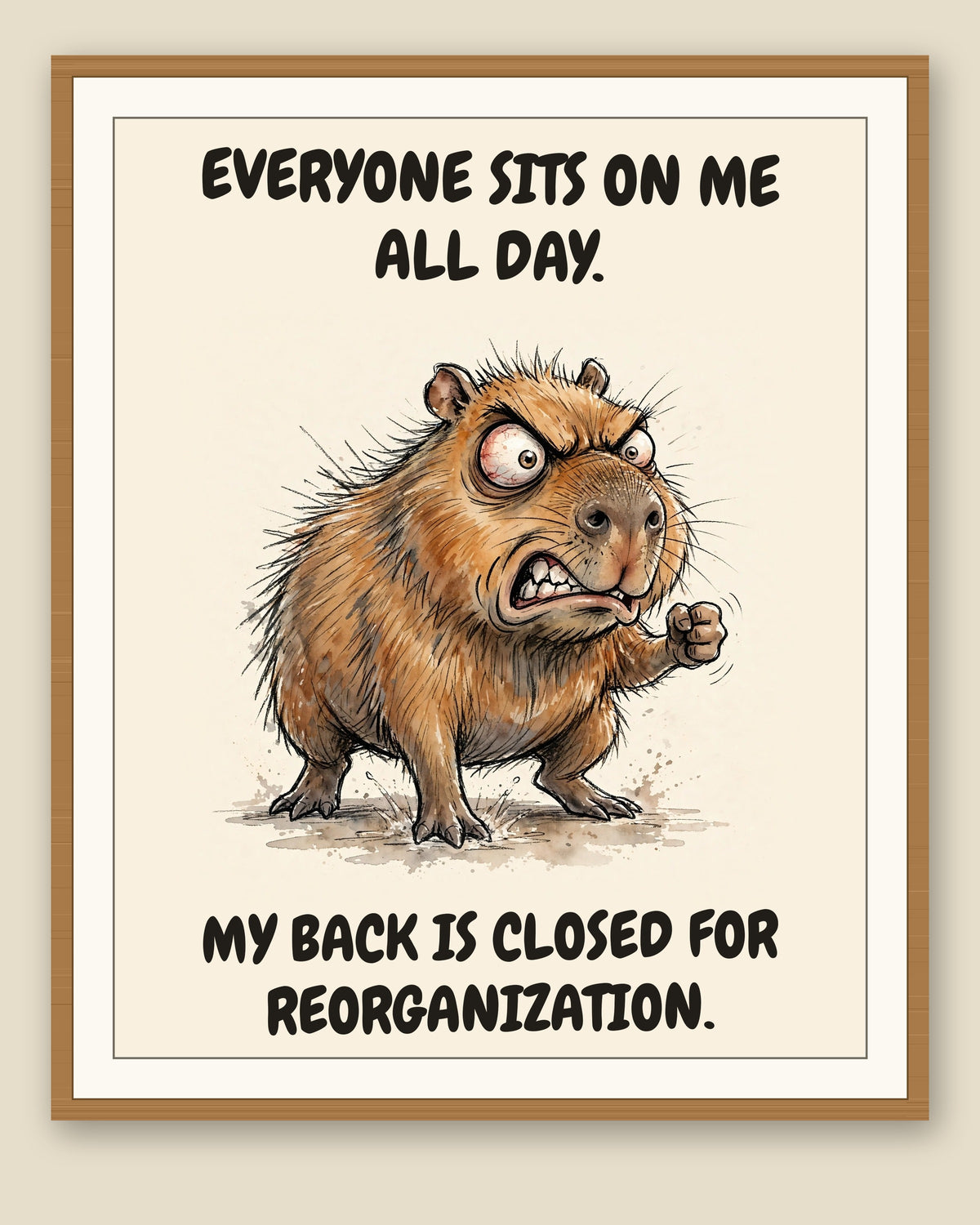 The same print shown framed with a cream mat — frame for display only, not included