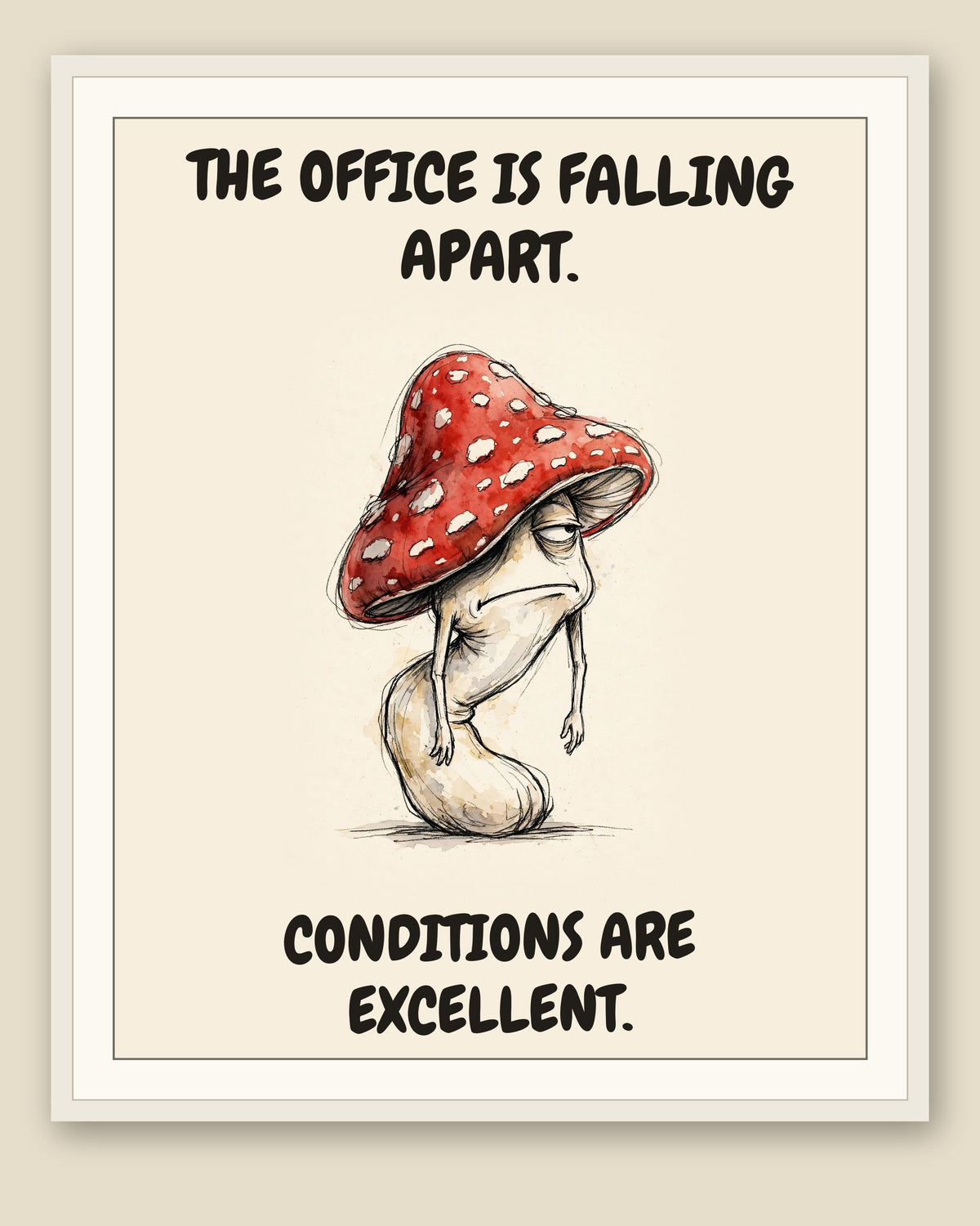 The same print shown framed with a cream mat — frame for display only, not included