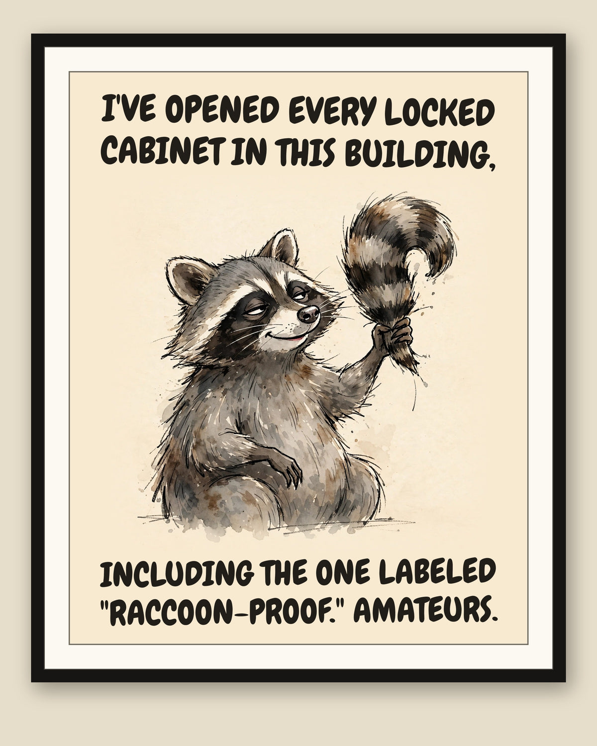 The same print shown framed with a cream mat — frame for display only, not included