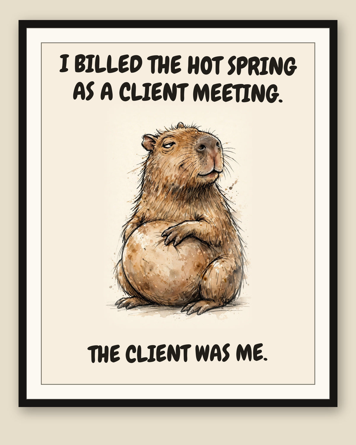 The same print shown framed with a cream mat — frame for display only, not included