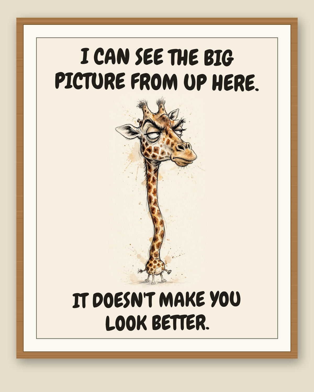 The same print shown framed with a cream mat — frame for display only, not included
