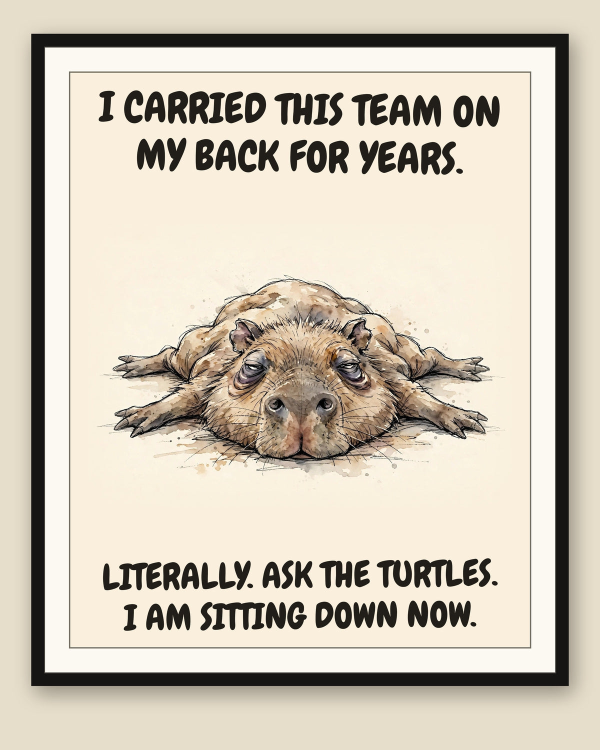 The same print shown framed with a cream mat — frame for display only, not included