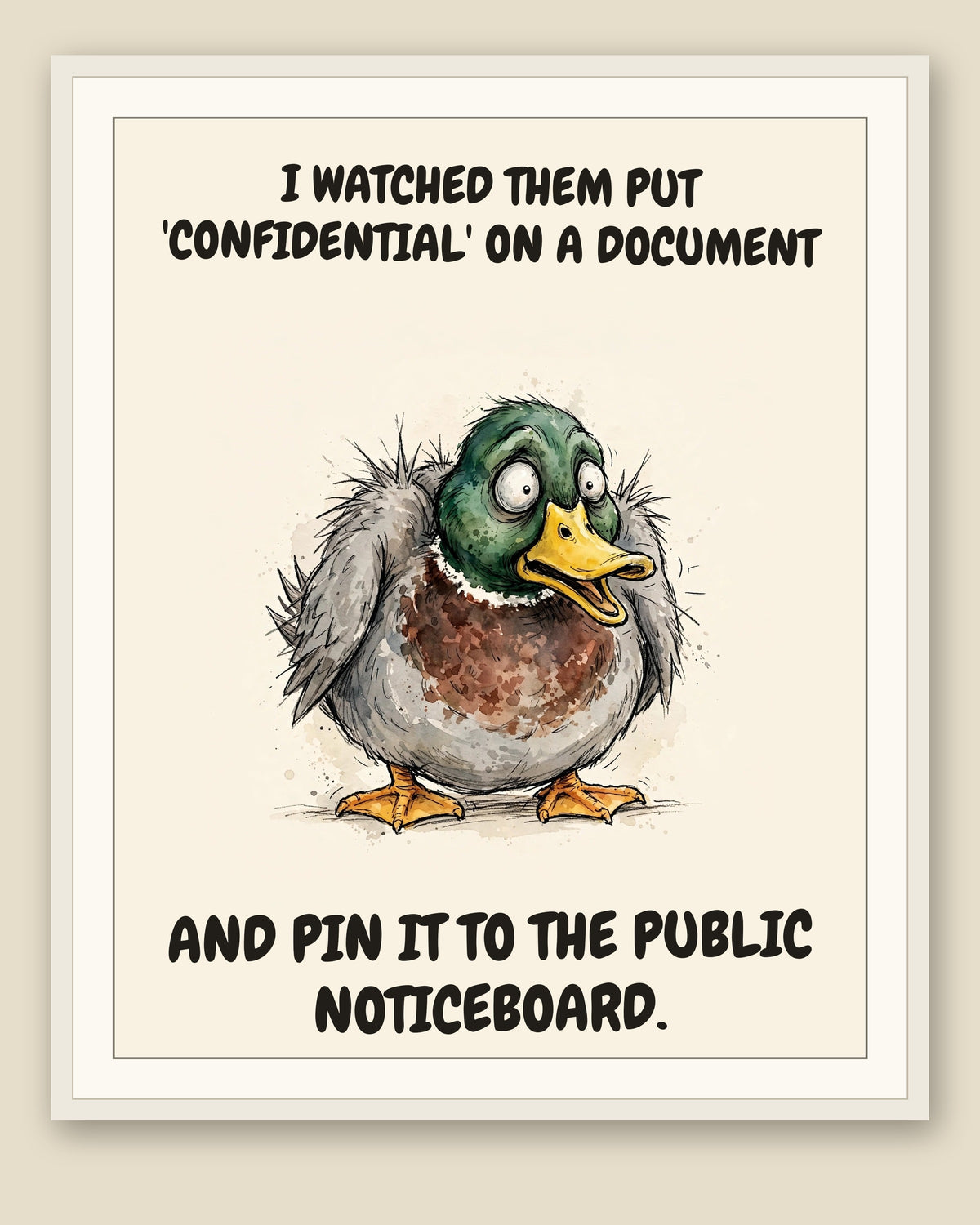The same print shown framed with a cream mat — frame for display only, not included