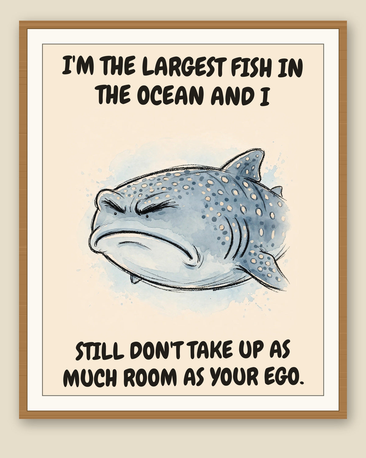 The same print shown framed with a cream mat — frame for display only, not included