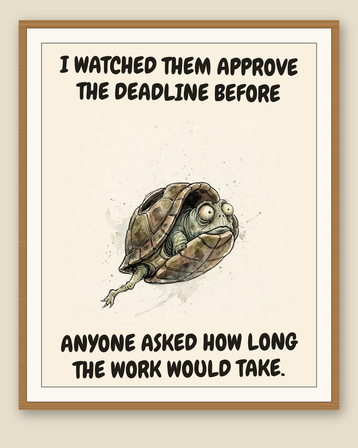 The same print shown framed with a cream mat — frame for display only, not included