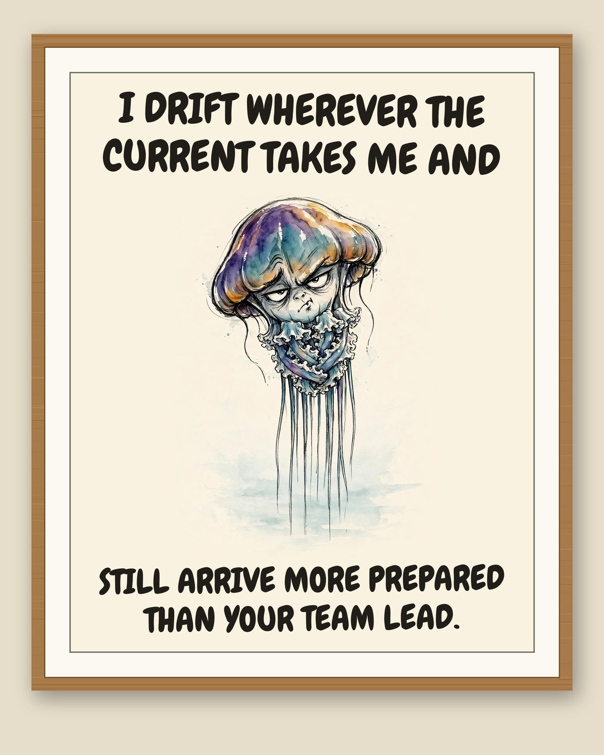 The same print shown framed with a cream mat — frame for display only, not included