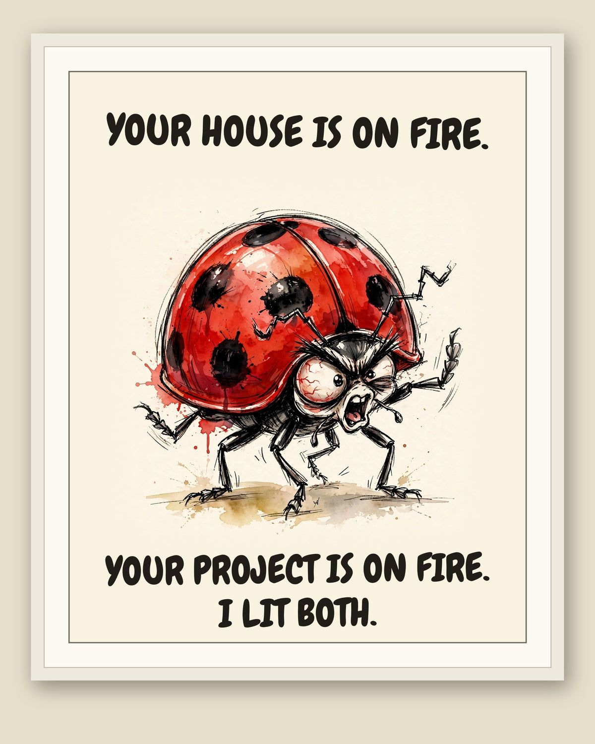 The same print shown framed with a cream mat — frame for display only, not included