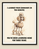 Framed display mockup — frame not included. Judgmental Poodle art print.