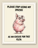 The same print shown framed with a cream mat — frame for display only, not included